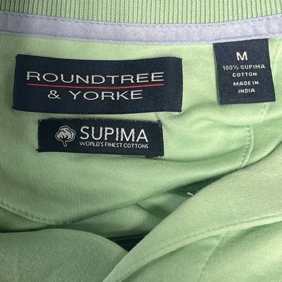 Roundtree & Yorke Supima Cotton Polo Shirt Mint Green Size M - Picture 3 of 3